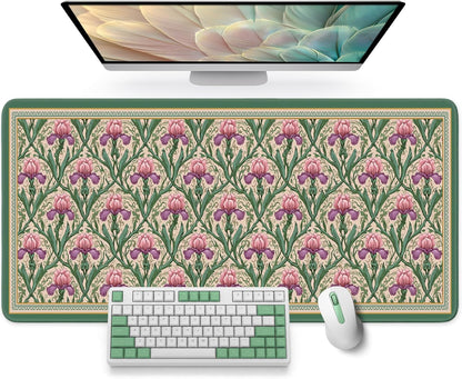 Large Mouse Pad for Desktop, Cute Desk Mat Pad Protector for Work & Gaming, Aesthetic Pretty Anti-Slip Laptop Blotter Cover for Office School Home Supplies, Wildflowers, 31.5" x 11.8"