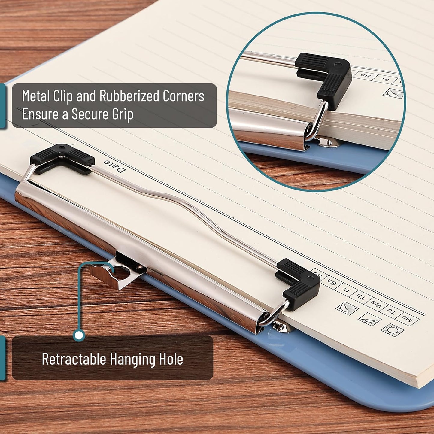 Mr. Pen- Plastic Clipboard, 12.5" x 9", 2 Pack, Clipboard Plastic, Low-Profile Metal Clip with Retractable Hanging Hole