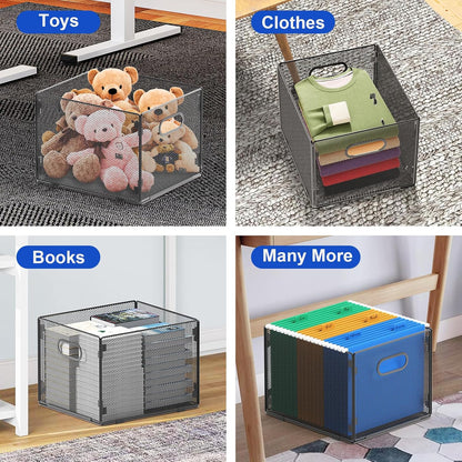 samstar 2 Pack Hanging File Organizer, Mesh File Folder Box Filing Box File Cabinet Organizer Storage Boxes, Letter Size