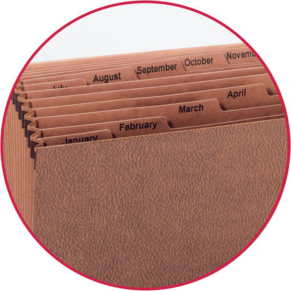 Smead TUFF Expanding File 21 Pockets, Alphabetic (A-Z), Flap and Cord Closure, Letter Size, Redrope (70318)