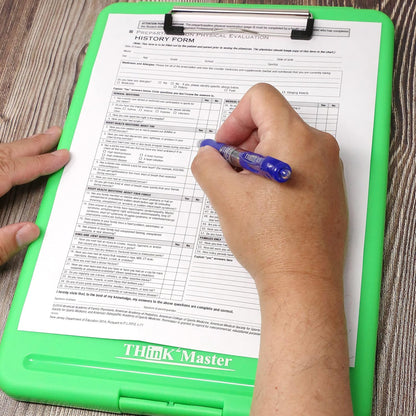 Think2Master Black Plastic Storage Clipboard. | 25% Heavier & 25% Sturdier| Heavy Duty and Won’t Flex or Bend Like Other Brands (Compare The Weight). Storage Compartment Holds 150 Letter Sized Paper.