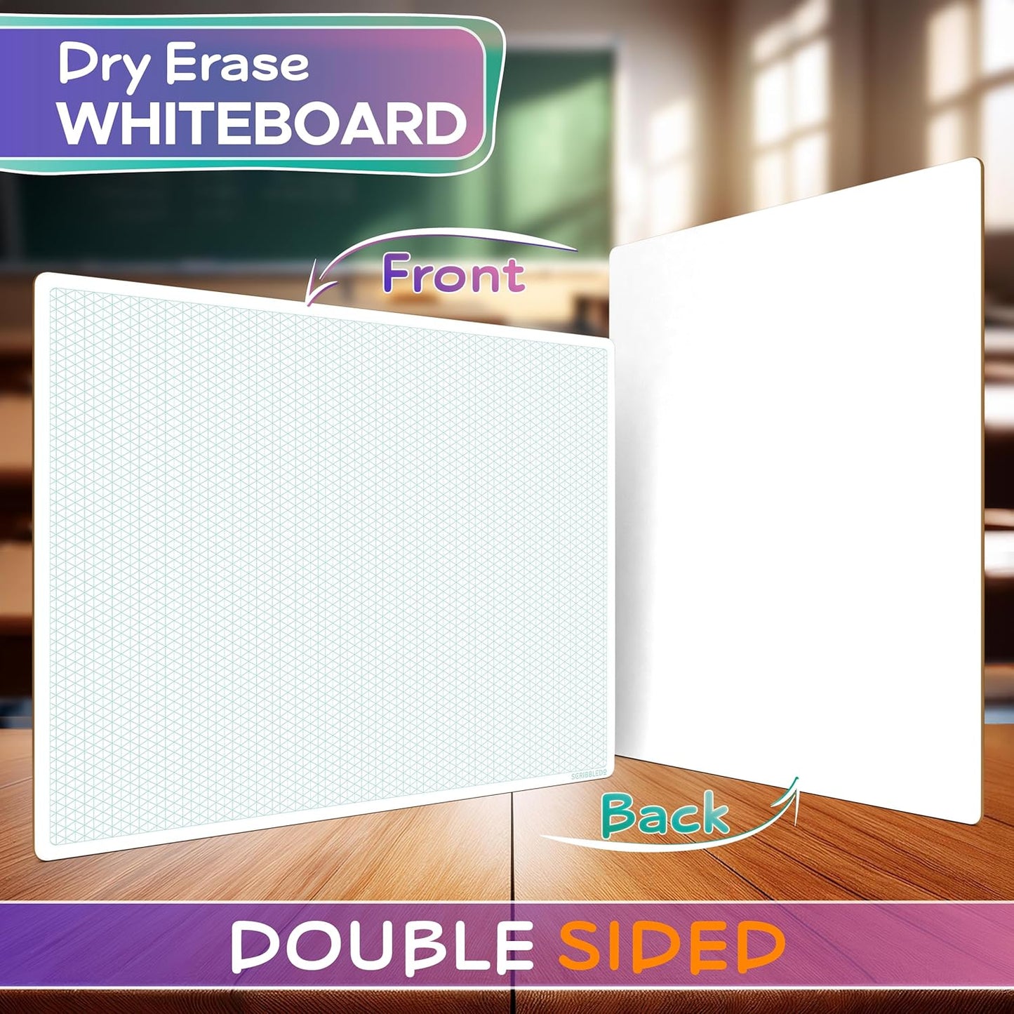 SCRIBBLEDO Isometric Grid 11"x14" Large Graph Dry Erase Board Double-Sided White Board Drawing Grid Lines Graphing Architectural Gridded 3D Design Whiteboard for Home School Classroom