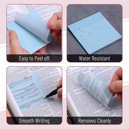 Mr. Pen- Transparent Sticky Notes, 3" x 3", 12 Pads, 600 Sheets, See Through Self-Adhesive Notes for Bible Journaling and Studying, Water-Resistant, Easy to Peel, Clean Removal