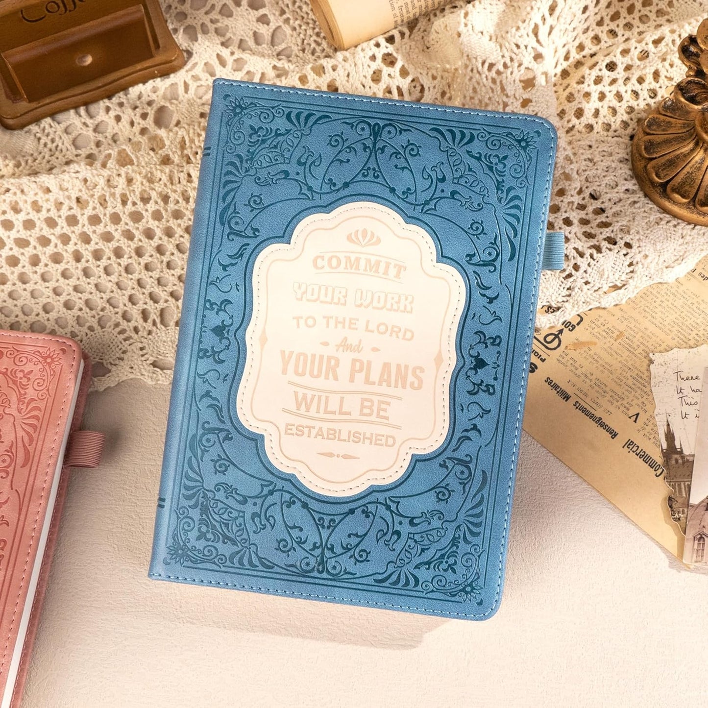 MINICAGIE Journal Notebook for Men Women Gifts Hardcover Leather Mens Journals for Writing 288 Pages 100 Gsm Paper Thick Journaling Notebooks for Work Diary, 5.7x8.3 In, Blue