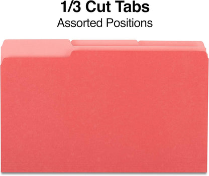 Staples Recycled File Folders, Legal Size, 1/3‑Cut Tabs, Manila, 30% Recycled Paper Stock, 100/Box