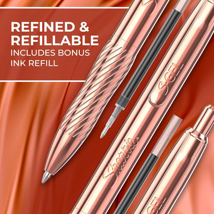 Sharpie S-Gel Pens, Copper Metal Body, Medium Point (0.7mm), Black Gel Ink, Includes 2 Pens and 2 Additional Ink Refills
