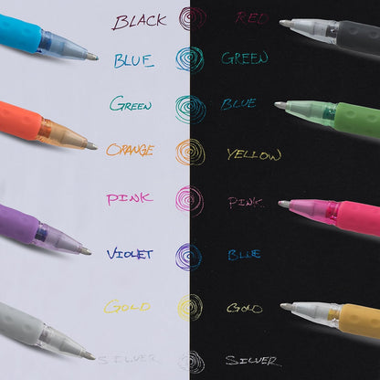 Pentel Sparkle and Krazy Pop, Metallic Gel Ink Pen, (1.0mm), Bold Line, Assorted Ink Colors, 12 count (K91BP12M)