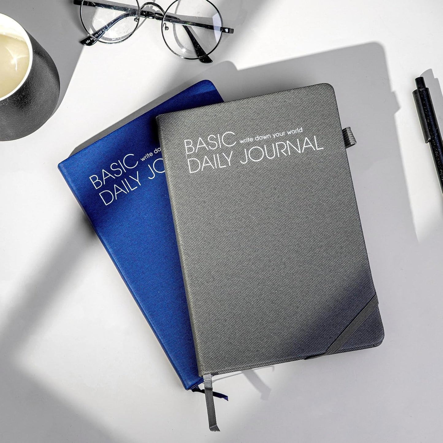 CAGIE Journal Notebook for Women Men, Hardcover Lined Notebooks Journals for Writing Work Journaling Note Taking Diary with Pen Loop (Black Ruled), Gifts, 5.7" x 8.3", 196 Pages