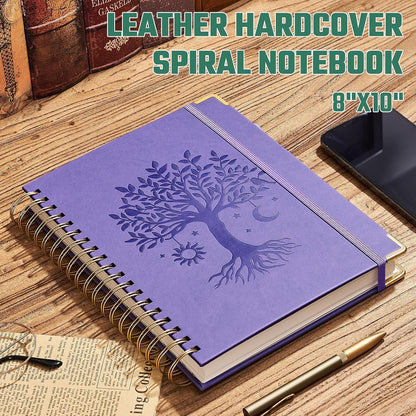 Ovesmusl Hardcover Spiral Notebook 8.5" x 11" with 5 Removable Dividers 300 Pages Leather 5 Subject Notebook College Ruled 100GSM Large Spiral Notebooks for Work Thick Lined Journal for Women, Green