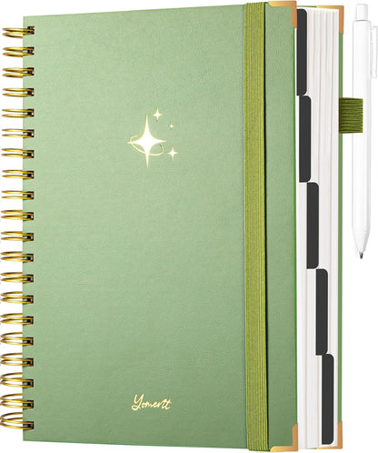 Hardcover Spiral Notebook with Tabs 8"x10" Large Spiral Lined Journals for Women with Dividers 240 Pages College Ruled Composition Notebook 5 Subject Notebook for Work, Back to School, Gifts, Purple