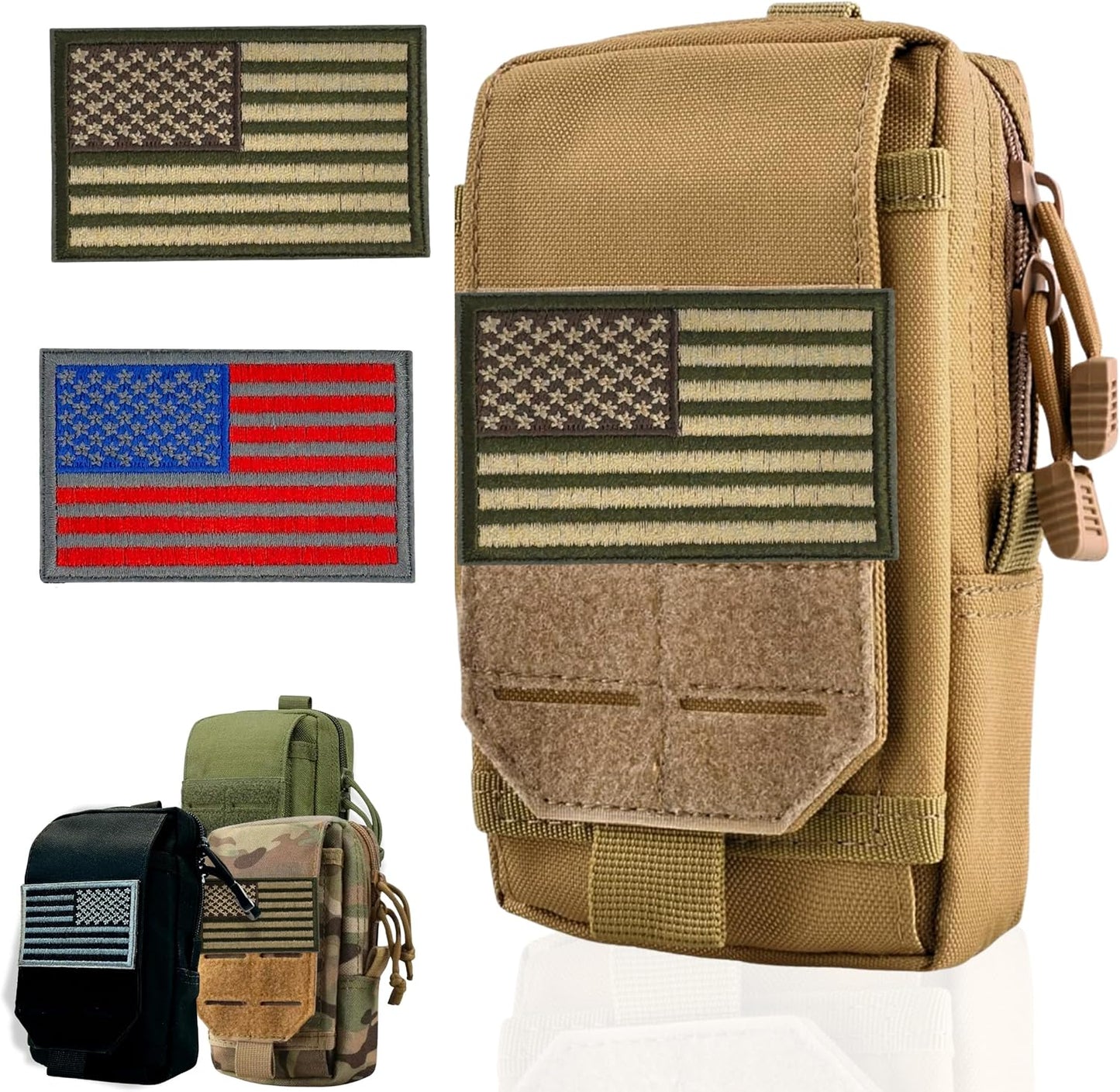 Tactical Molle Pouch Small Notebook Cover EDC Utility Bag Tool Pouch Gadget Organizer Military Waist Bag with US Flag Patch, 3”x5” Waterproof Notepad Pocket Notebook and Weatherproof Pen