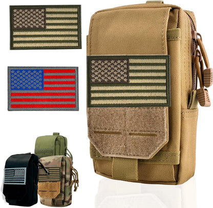 Tactical Molle Pouch Small Notebook Cover EDC Utility Bag Tool Pouch Gadget Organizer Military Waist Bag with US Flag Patch, 3”x5” Waterproof Notepad Pocket Notebook and Weatherproof Pen