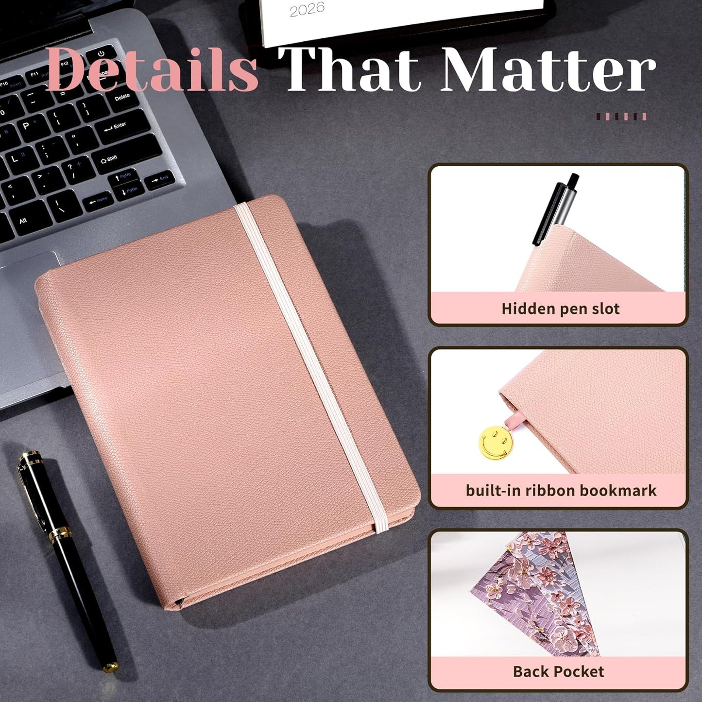 CAGIE Lined Journal for Men Women, Tree Growth Ring Leather Bound Journal Notebook, 256 Pages 100 GSM Journals for Writing, A5 Hardcover Journaling Notebooks for Work, Note Taking