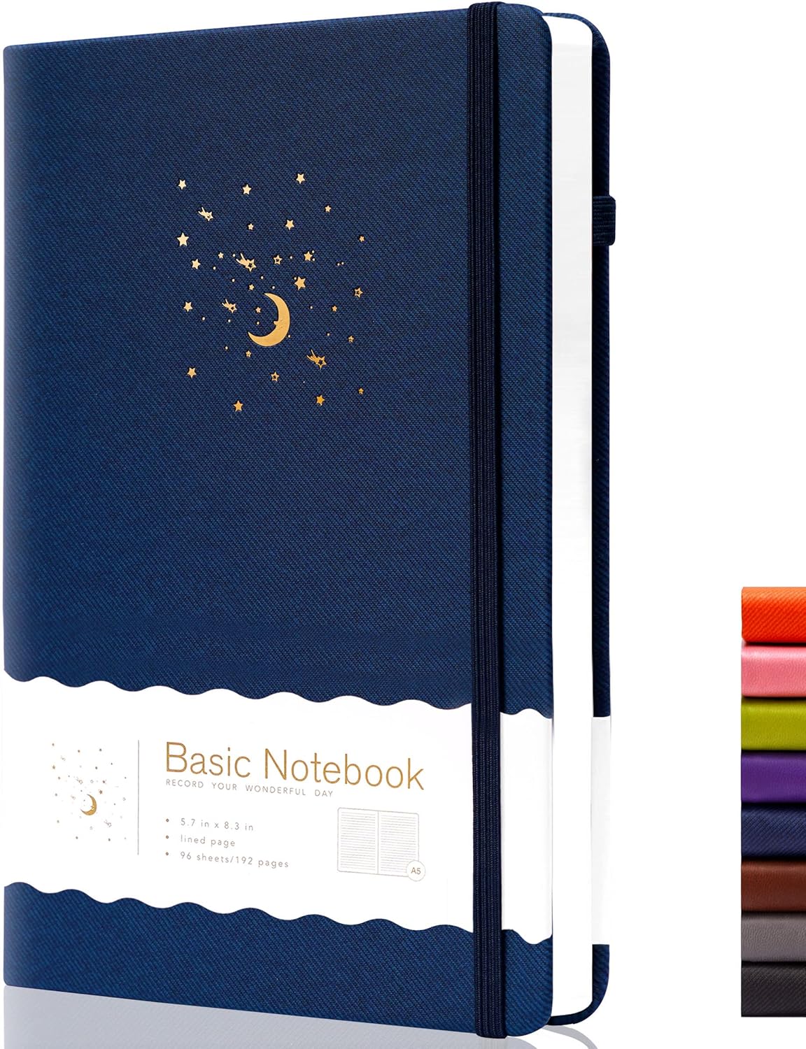 CAGIE Journal Notebook for Women Men, Hardcover Lined Notebooks Journals for Writing Work Journaling Note Taking Diary with Pen Loop (Black Ruled), Gifts, 5.7" x 8.3", 196 Pages