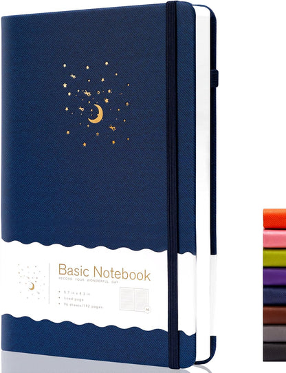 CAGIE Journal Notebook for Women Men, Hardcover Lined Notebooks Journals for Writing Work Journaling Note Taking Diary with Pen Loop (Black Ruled), Gifts, 5.7" x 8.3", 196 Pages