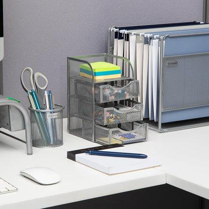 Mind Reader Desktop Accessory Storage, Paper Binder Clip Basket, Workspace, Office, Metal Mesh, 4.75"L x 5"W x 8"H, Black