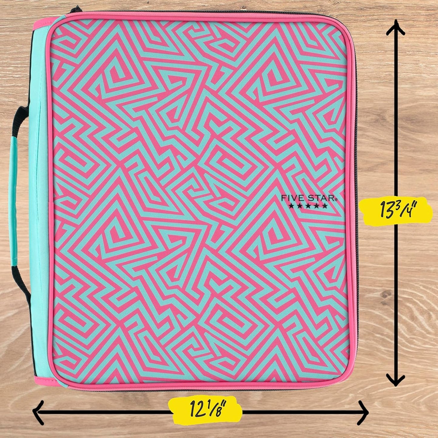 Five Star Zipper Binder, 2 Inch 3-Ring Binder with Round Rings, 5-Tab Expanding File, 380 Sheet Capacity, Black (72536)