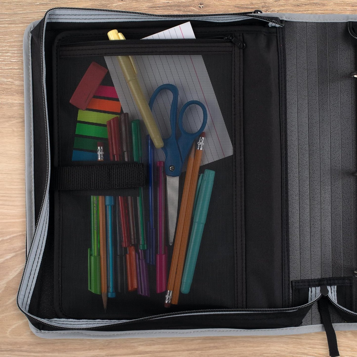 Five Star Zipper Binder, 2 Inch 3-Ring Binder with Round Rings, 5-Tab Expanding File, 380 Sheet Capacity, Black (72536)