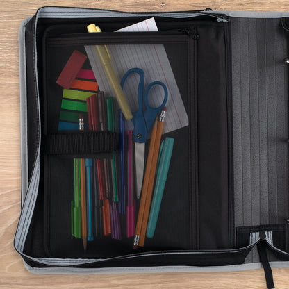 Five Star Zipper Binder, 2 Inch 3-Ring Binder with Round Rings, 5-Tab Expanding File, 380 Sheet Capacity, Black (72536)
