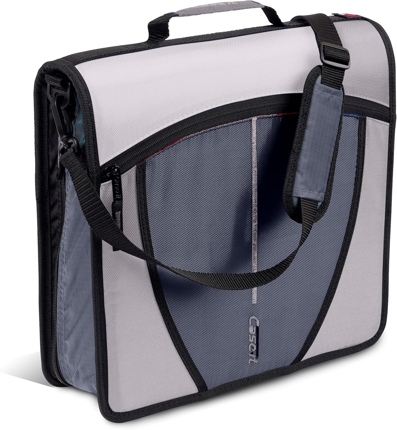Case-it Mighty Zip Tab School Zipper Binder | 3-Inch O-Rings, 600-Sheet Capacity, 5-Subject Expanding File Folder, Multiple Pockets & Storage Organizer, Shoulder Strap | D-146 Jet Black