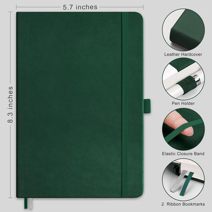 RETTACY Graph Grid Paper Notebook, 192 Pages, A5 Medium Size (5.7'' x 8.3''), 5 Squares per Inch, Leather Hardcover, 100 GSM Thick Paper, for School, Students, Math, Engineering (Brown)