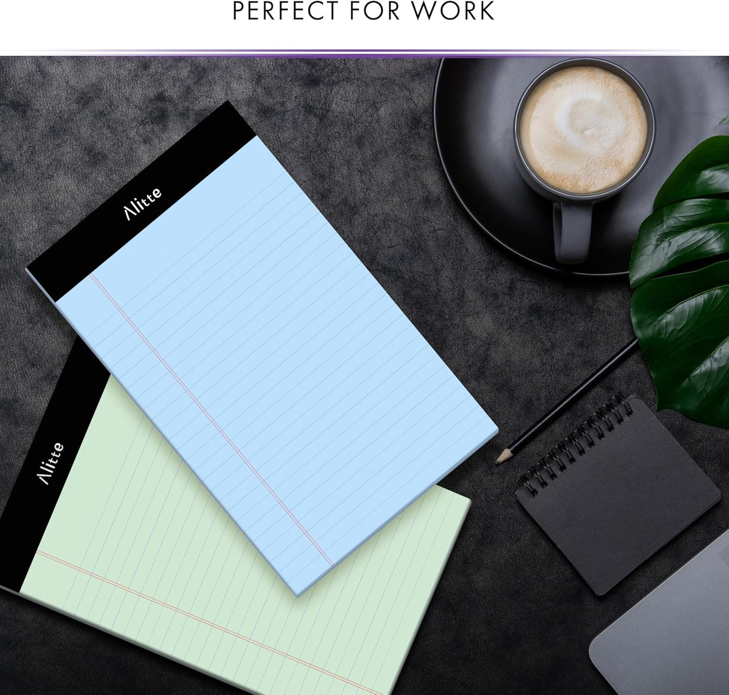 Alitte 5x8 Small Notebooks – 12 Pack Narrow Ruled, White Perforated Note Pads with 50 Sheets Per Notepad, (No Ink Bleeding) Ideal Legal Pads for Writing, Note Taking, Home, Office, School