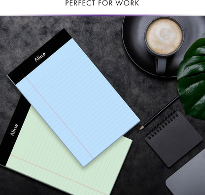 Alitte 5x8 Small Notebooks – 12 Pack Narrow Ruled, White Perforated Note Pads with 50 Sheets Per Notepad, (No Ink Bleeding) Ideal Legal Pads for Writing, Note Taking, Home, Office, School