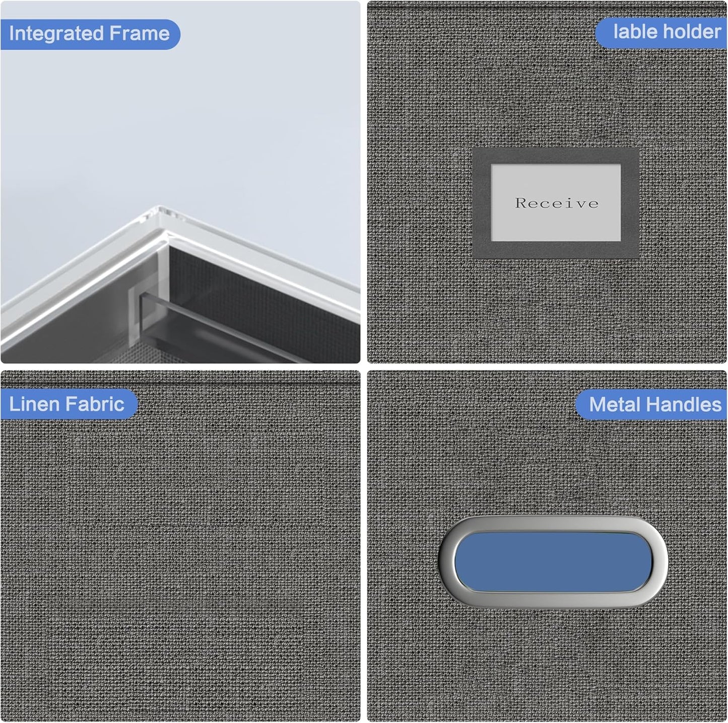 File Organizer Box - File Boxes for Hanging Files with Lid Set of 2 Decorative Hanging Folders Letter Size Organizer with One-Piece Plastic Frame Slides (Grey, 13.2 * 10.1 * 10.1in(2Pack))