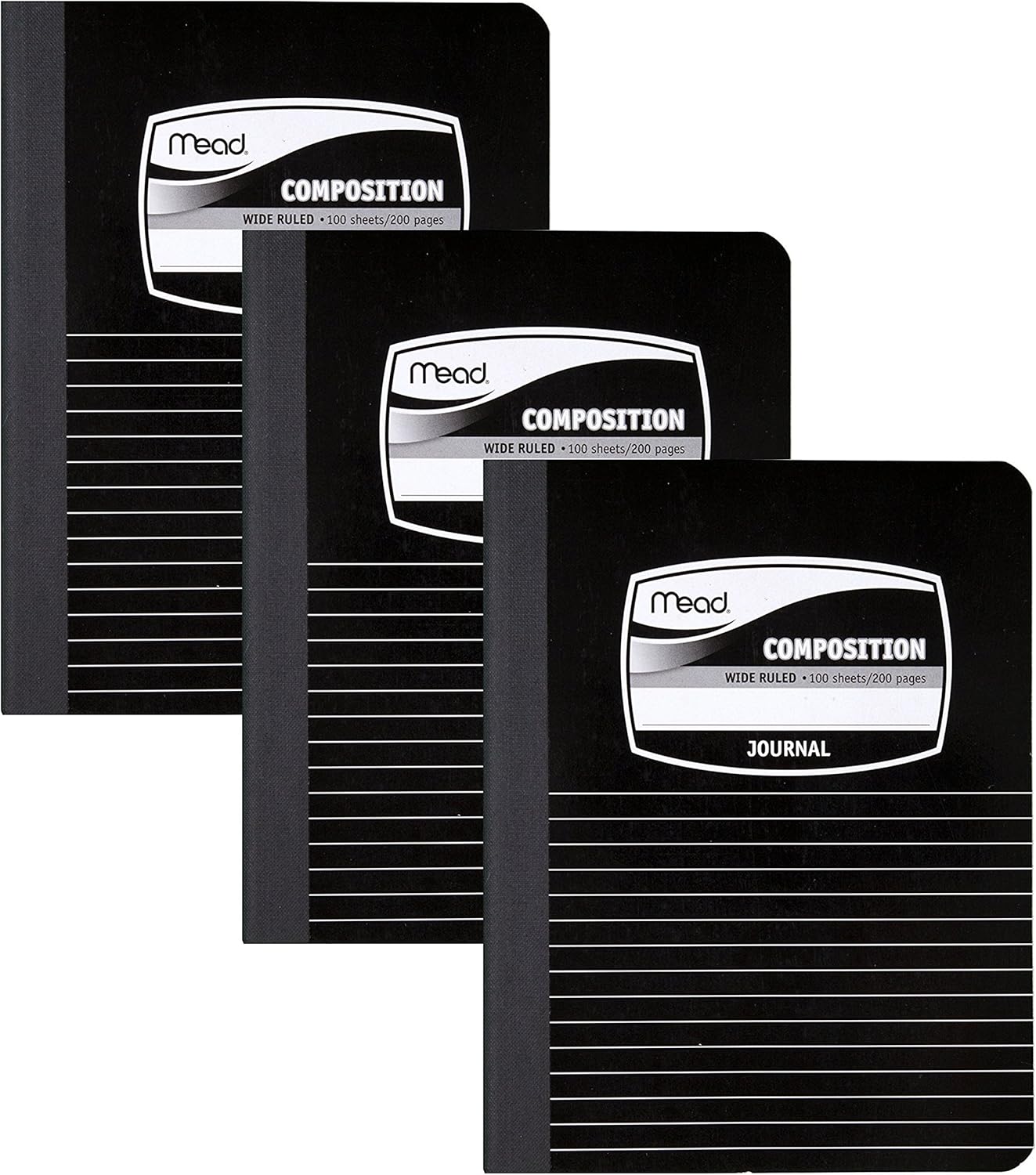 Mead Composition Books/Notebooks, Wide Ruled Paper, 100 Sheets, 9-3/4" x 7-1/2", 3 Pack (38063)