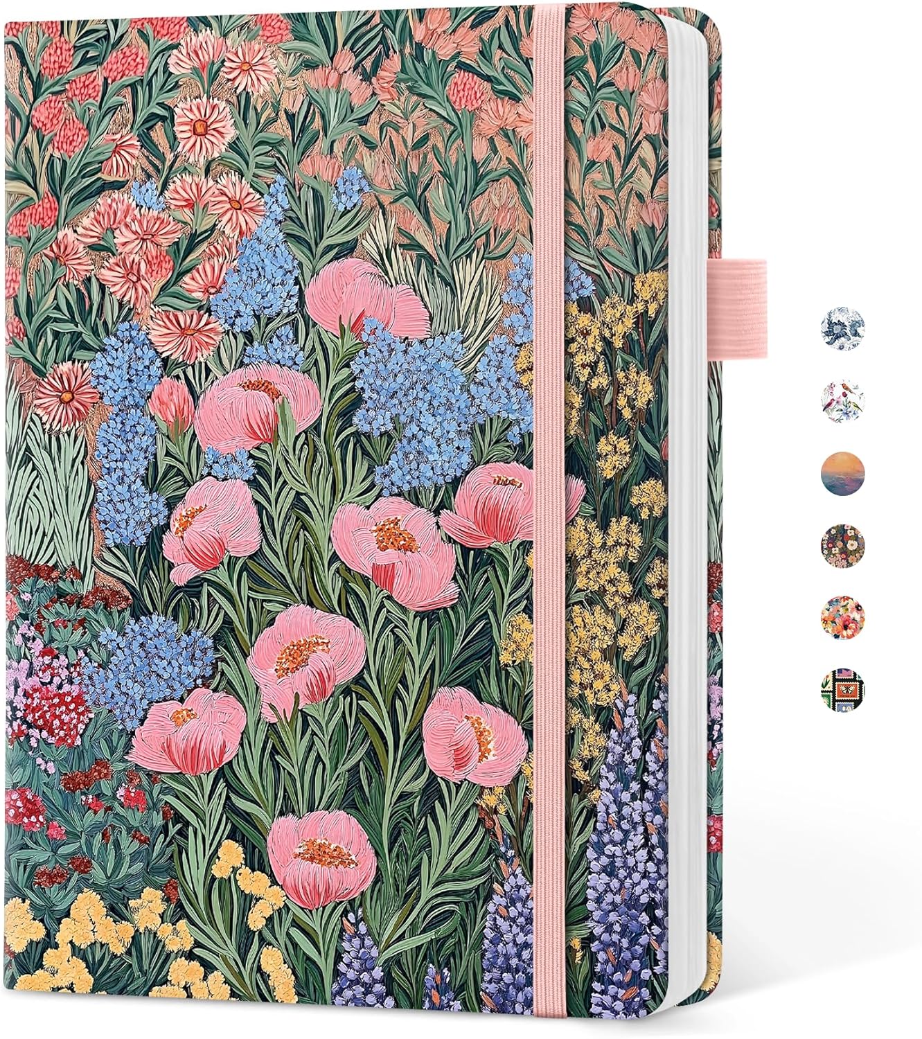 Taja Pretty Lined Journal for Women, Aesthetic Cute Hardcover Leather Journal for Writing, A5 College Ruled Notebook for Work & Note Taking, Perfect for Office School Home, 160 Pages, Meadow Flowers