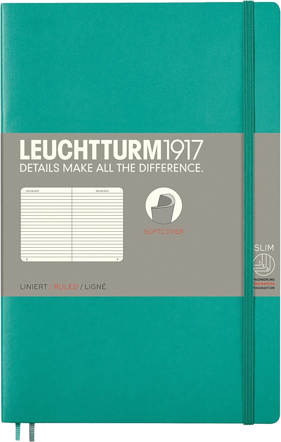 LEUCHTTURM1917 - Notebook Softcover Paperback B6+ - 123 Numbered Pages for Writing and Journaling (Ruled, Rising Sun)
