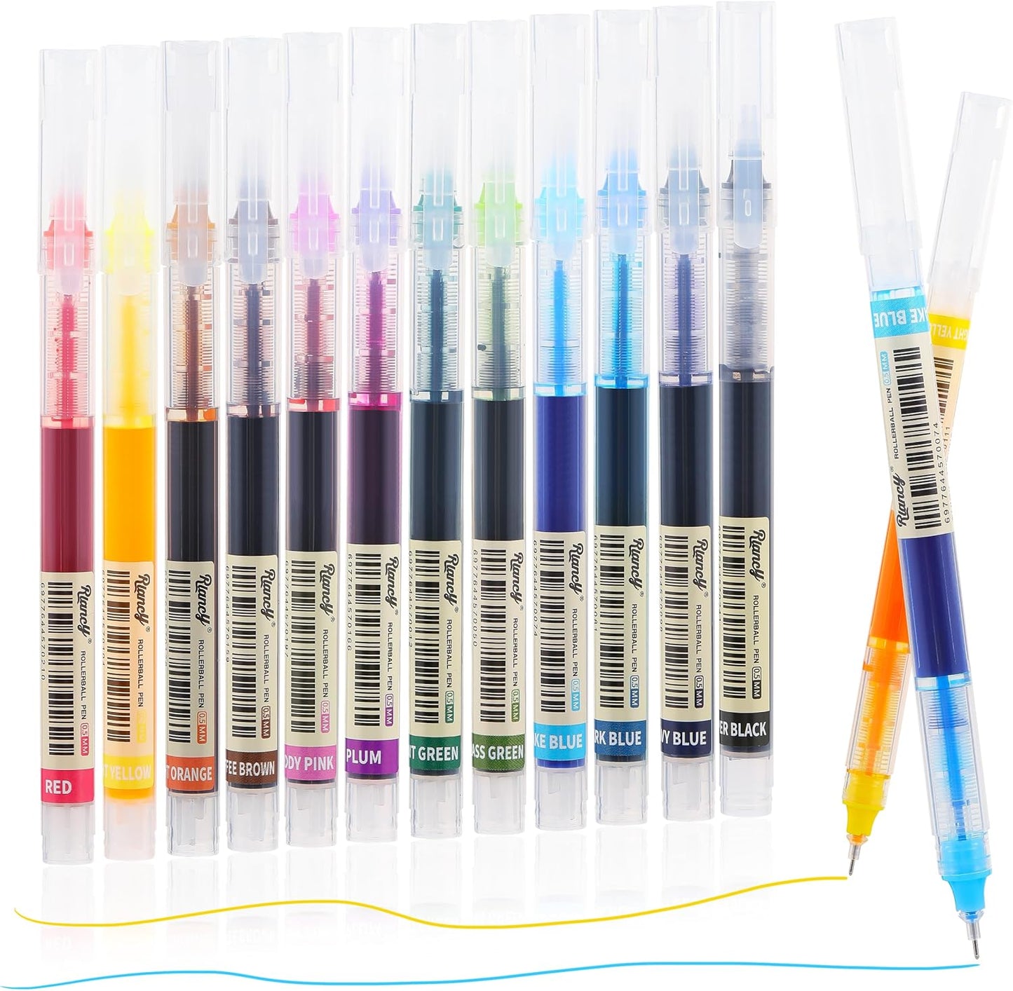 RIANCY 12 Pack Black Liquid Ink Rollerball Gel Pens, 0.5mm Extra Fine Point Tip, Smooth Writing Quick Drying No Smear No Bleed for Journaling, Drawing, Sketching, School Notes & Art Supplies