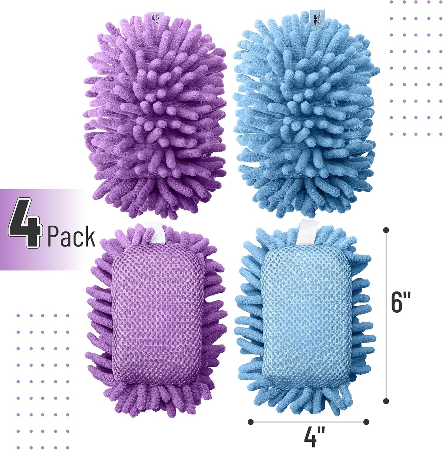 Mr. Pen- Magnetic Microfiber Shag Whiteboard Erasers, 4" x 6", 4 Pack, Dual Surface, Washable Large Dry Erase Board Cleaner for Chalk, Marker, Classroom, Office, Home