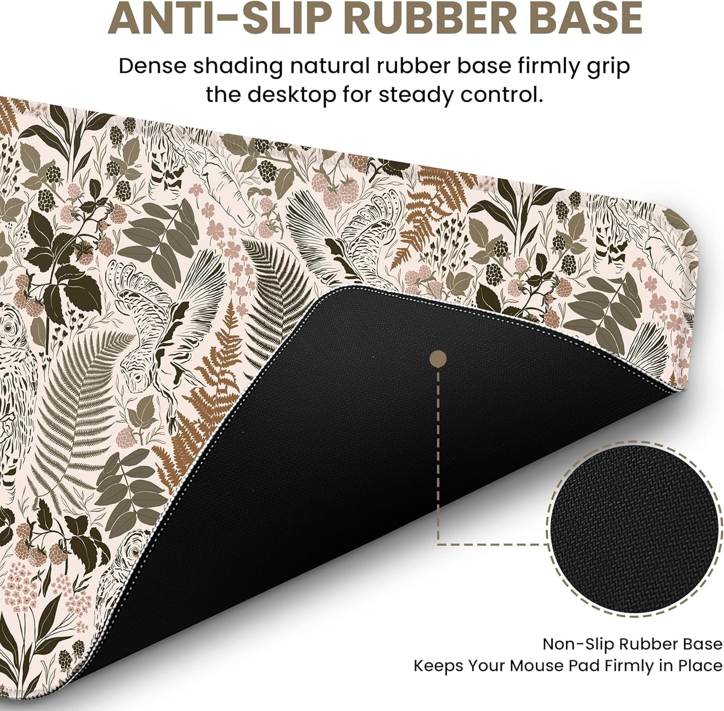 Large Mouse Pad for Desktop, Cute Desk Mat Pad Protector for Work & Gaming, Aesthetic Pretty Anti-Slip Laptop Blotter Cover for Office School Home Supplies, Wildflowers, 31.5" x 11.8"