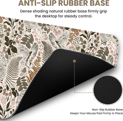 Large Mouse Pad for Desktop, Cute Desk Mat Pad Protector for Work & Gaming, Aesthetic Pretty Anti-Slip Laptop Blotter Cover for Office School Home Supplies, Wildflowers, 31.5" x 11.8"