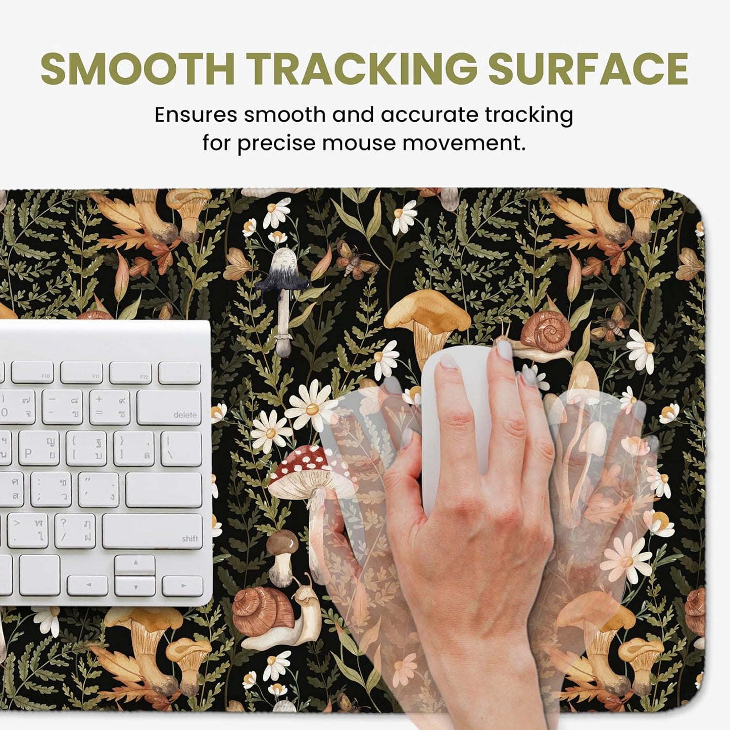 Large Mouse Pad for Desktop, Cute Desk Mat Pad Protector for Work & Gaming, Aesthetic Pretty Anti-Slip Laptop Blotter Cover for Office School Home Supplies, Wildflowers, 31.5" x 11.8"