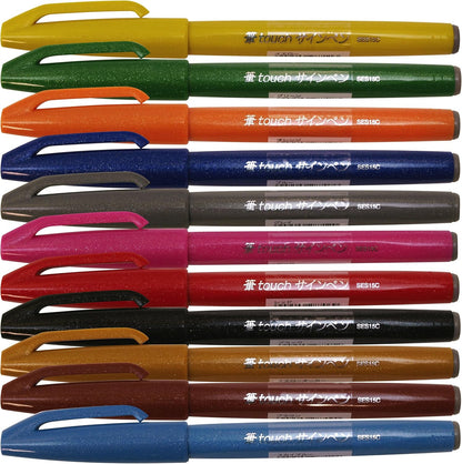 Pentel Fude Touch Sign Pen, Pink, Felt Pen Like Brush Stroke (SES15C-P)