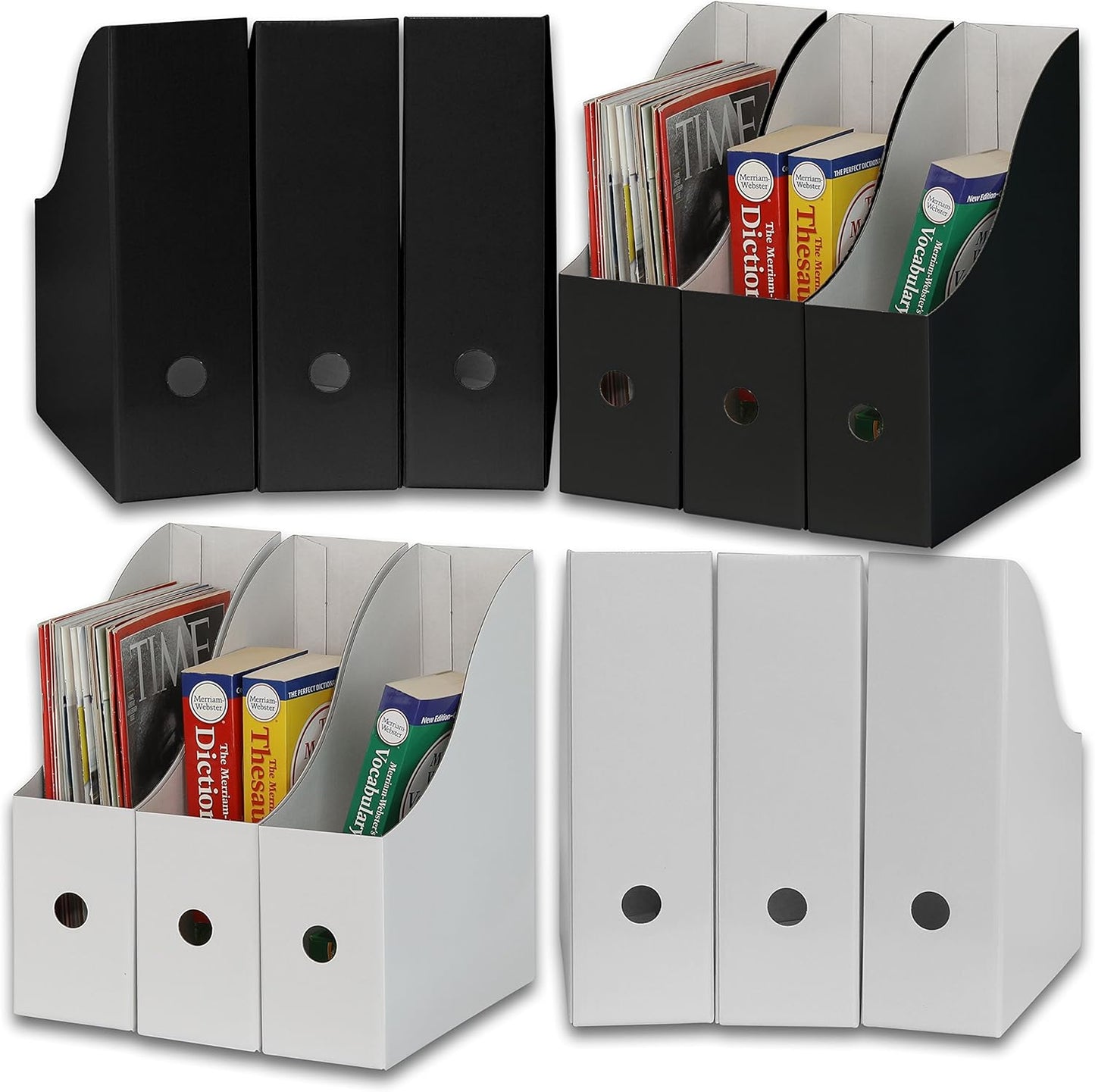Simple Houseware 6-Pack Magazine File Holder Box, Foldable Cardboard Organizer, White
