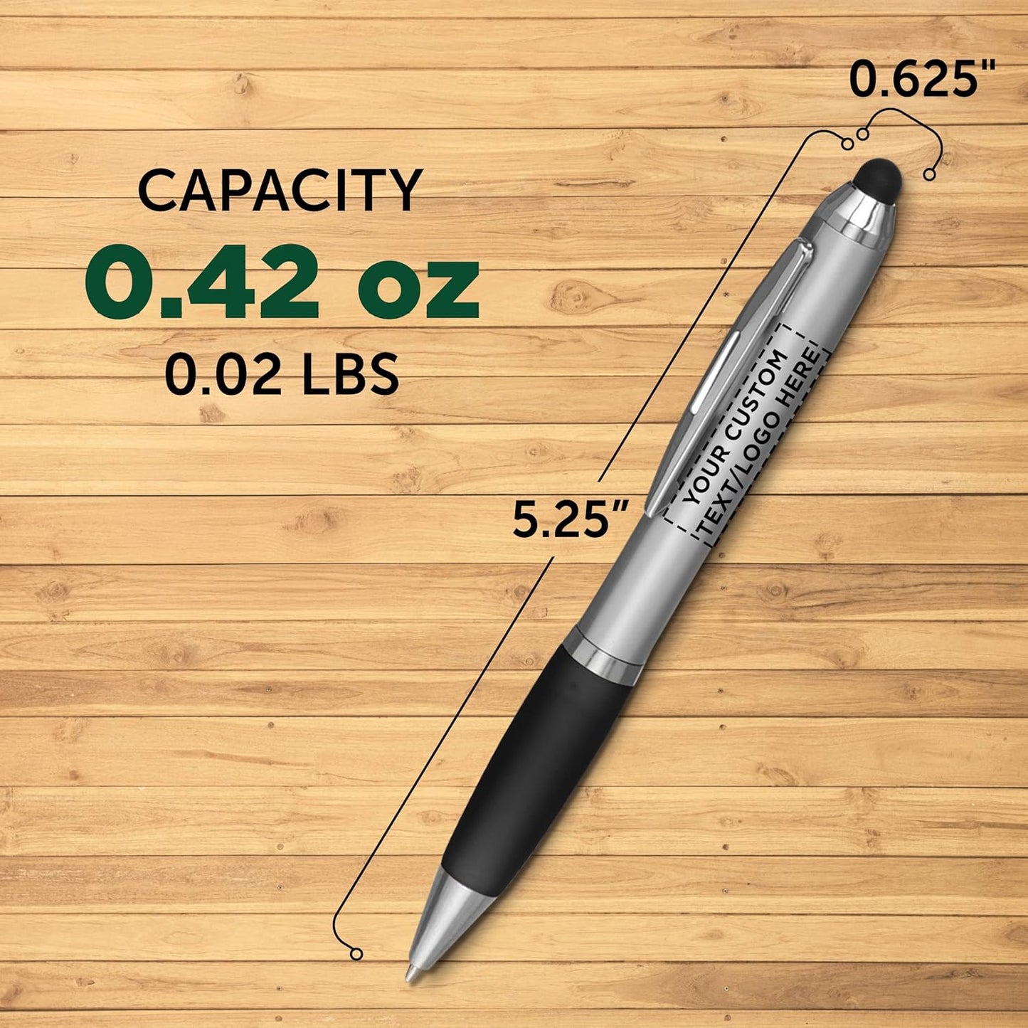 DISCOUNT PROMOS Custom Stylus Ballpoint Pens Set of 10/50/100, Personalized Bulk Pack - Black Ink, Great for Office, School, Business, Tradeshows, Events - Purple