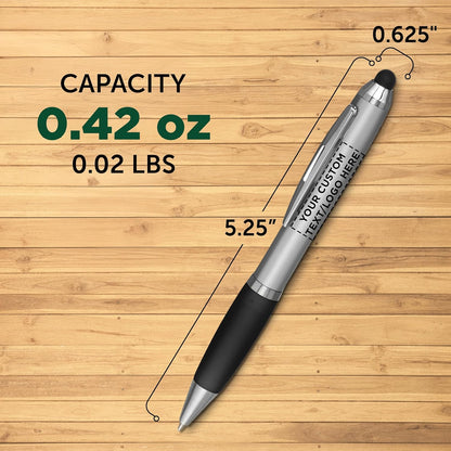 DISCOUNT PROMOS Custom Stylus Ballpoint Pens Set of 10/50/100, Personalized Bulk Pack - Black Ink, Great for Office, School, Business, Tradeshows, Events - Purple