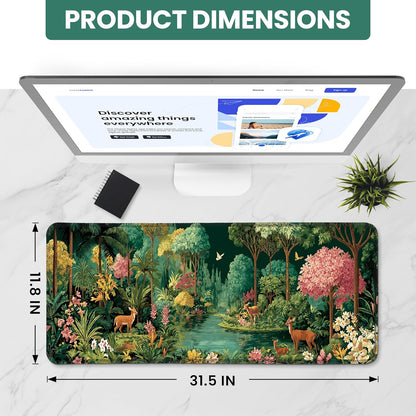 Large Mouse Pad for Desktop, Cute Desk Mat Pad Protector for Work & Gaming, Aesthetic Pretty Anti-Slip Laptop Blotter Cover for Office School Home Supplies, Wildflowers, 31.5" x 11.8"