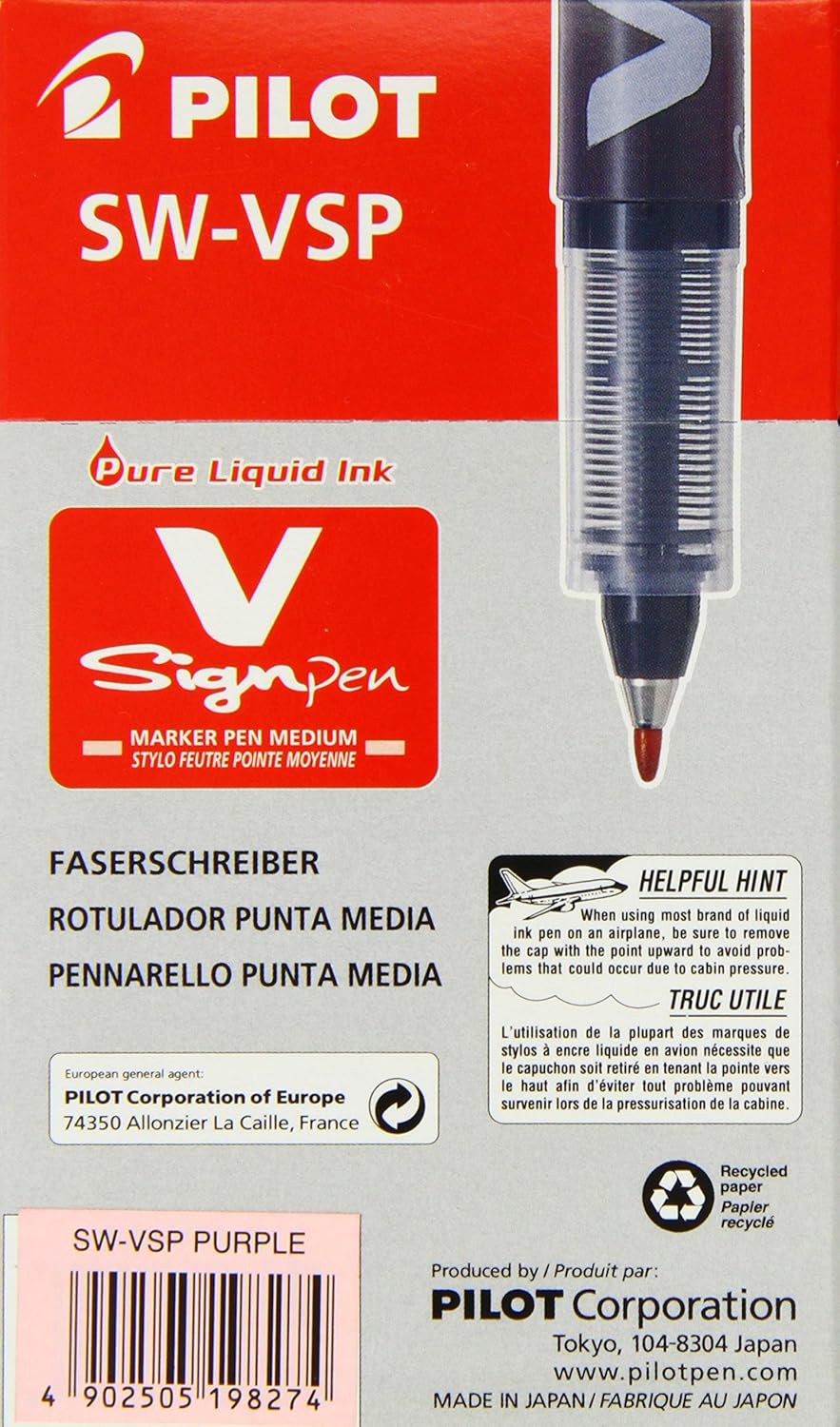 Pilot roller-ball V Sign Pen Liquid Ink 2.0 mm Tip - Black, Box of 12
