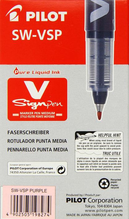 Pilot roller-ball V Sign Pen Liquid Ink 2.0 mm Tip - Black, Box of 12