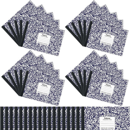Fainne 20 Pieces Composition Notebooks 80 Pages Half Size Wide Ruled 4-7/8 x 7-1/2" Composition Books 11/32" Spacing Assorted Primary Covers Bulk(Green,Snowflake)