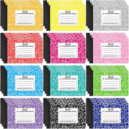 24 Pack 9.75 x 7.5 in Large Composition Notebooks Bulk 12 Color Wide Ruled Composition Books Marble Journal Notebook 60 Sheets per Book for Aldult Student College Office Back to School Supplies