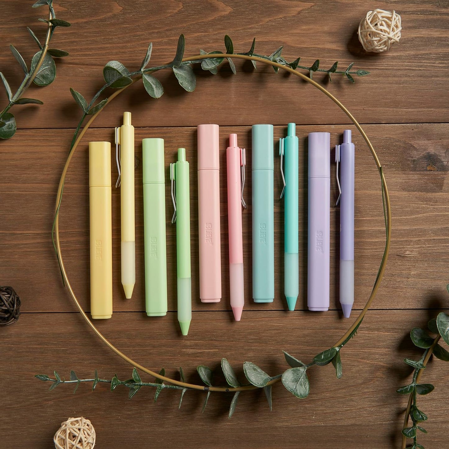 BLIEVE - Aesthetic Highlighters and Gel Pens With Soft Ink and Chisel Tip, Bible Highlighters and Pens No Bleed, Dry Fast Easy to Hold, for Bible Journaling Planner School Supplies (MORANDI)