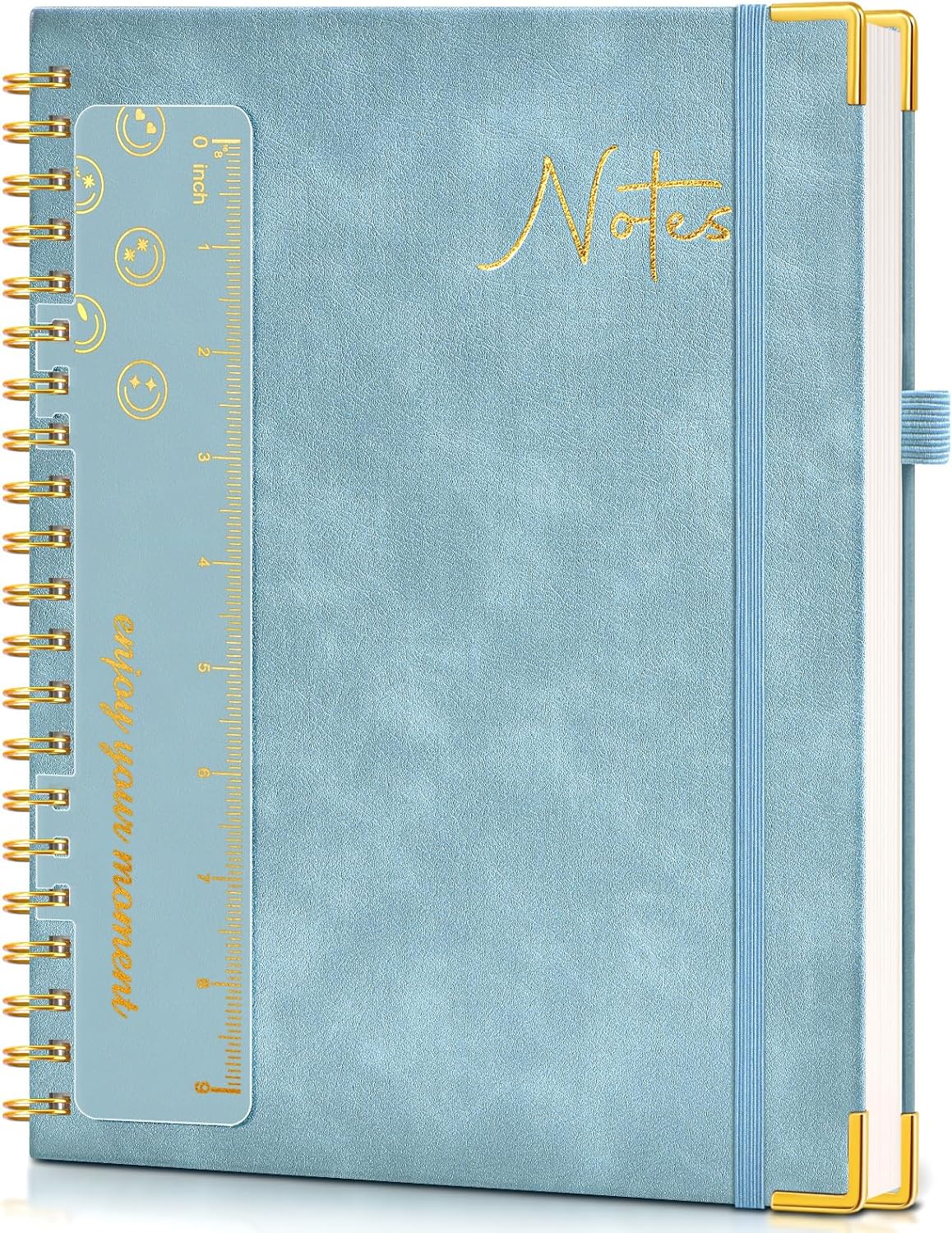 Hardcover Spiral Notebook Journal 8.5” x 11”, A4 Large Leather Notebooks for Women Men, Lined College Ruled Notebook, 50 Sheets/100 Pages, Spiral Bound Journals for Work School Note Taking, Green