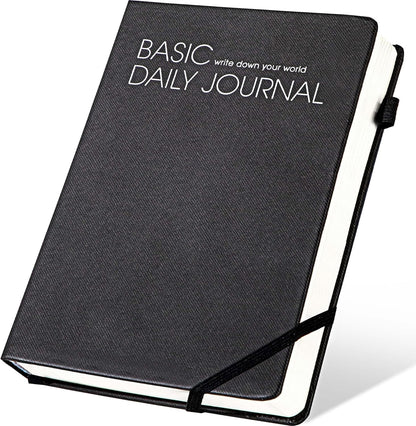 CAGIE Journal Notebook for Women Men, Hardcover Lined Notebooks Journals for Writing Work Journaling Note Taking Diary with Pen Loop (Black Ruled), Gifts, 5.7" x 8.3", 196 Pages