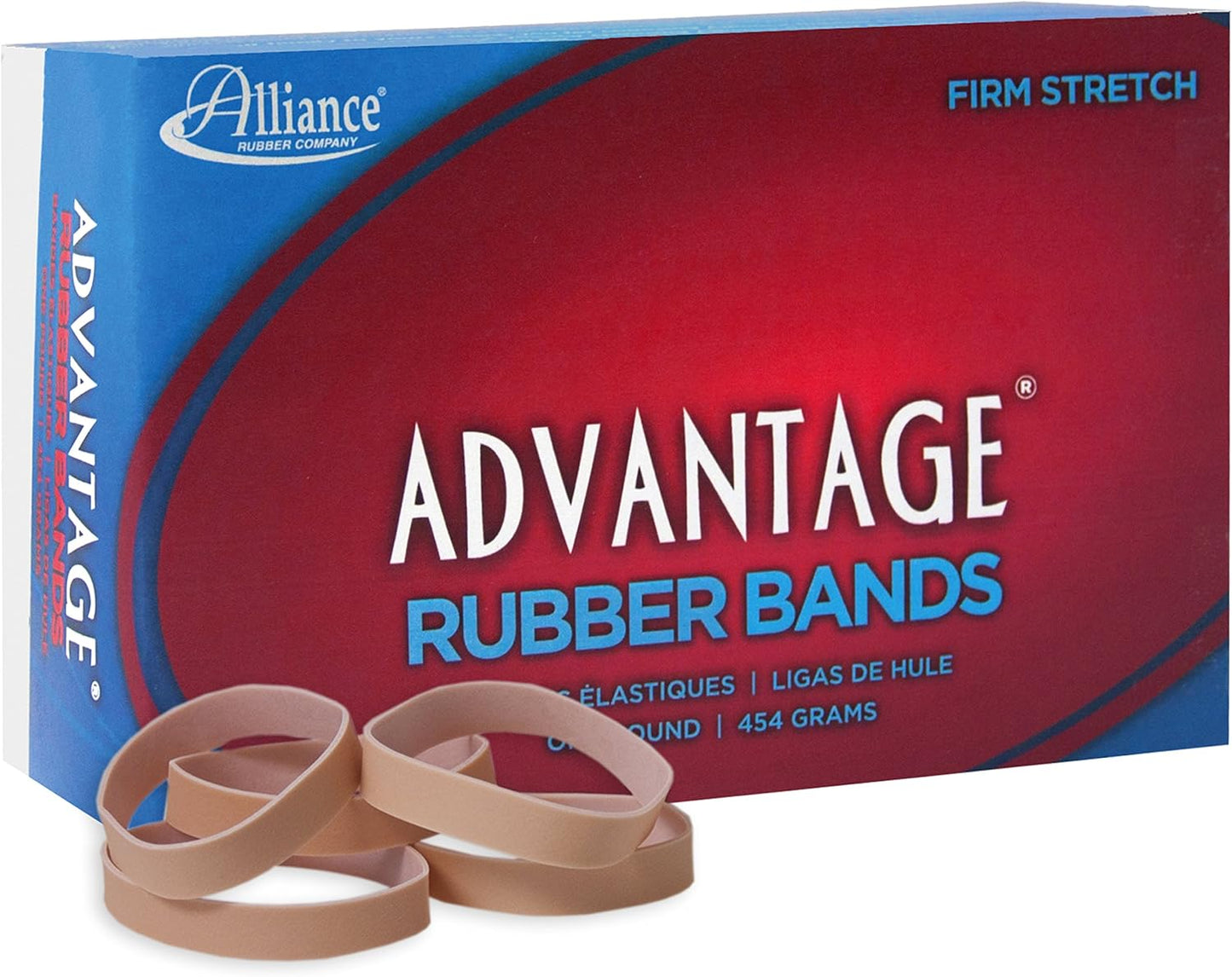 Alliance Rubber 26649 Advantage Rubber Bands Size #64, 1/4 lb Box Contains Approx. 80 Bands (3 1/2" x 1/4", Natural Crepe) Beige