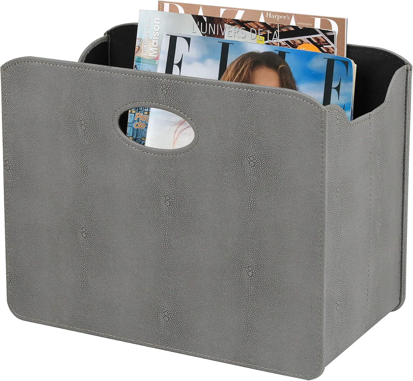 HofferRuffer Magazine Basket Holder, Foldable Magazine Rack, Document File Holder Organizer, File Folder, Newspaper Storage Bin Organizer for Home or Office (Brown)